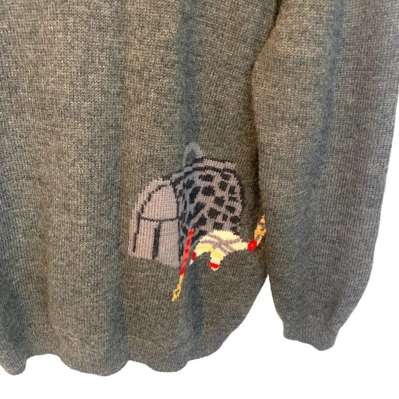 Susan Bristol VTG 1993 Hand Embroidered Wool Christmas Cardigan Sweater Womens L - Picture 4 of 12